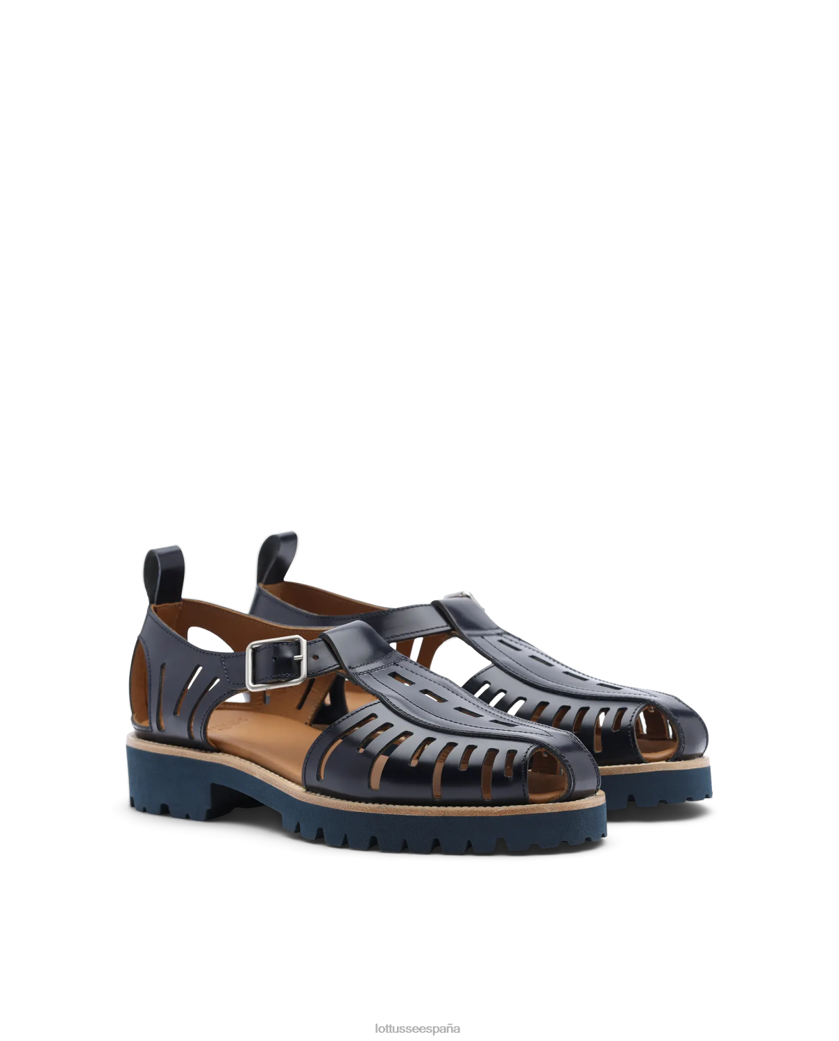 Lottusse zapatos covent de gelatina becerro brillante azul marino hombres calzado V40NX94