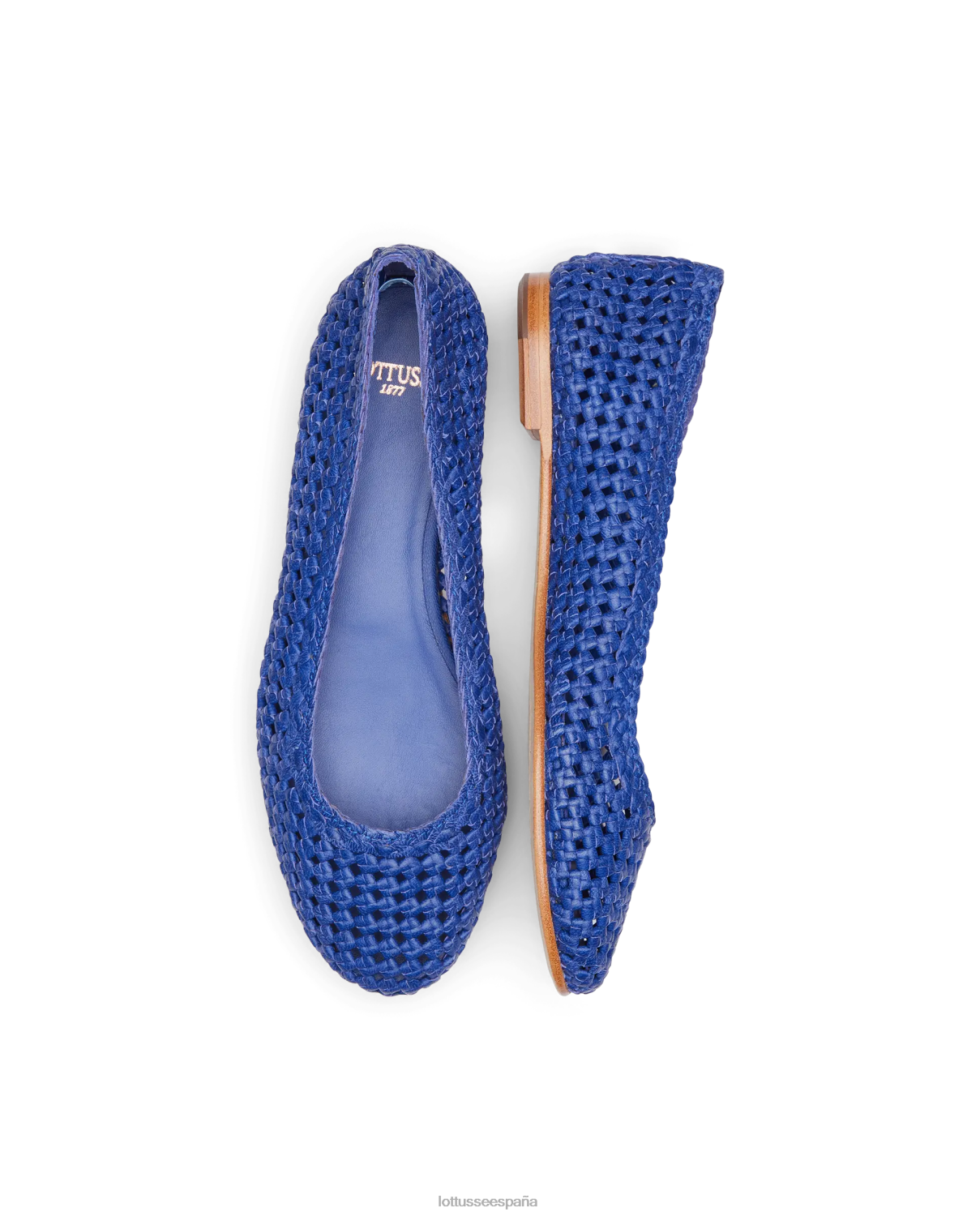 Lottusse bailarinas delice de piel y malla de cordero azul mujer calzado V40NX293