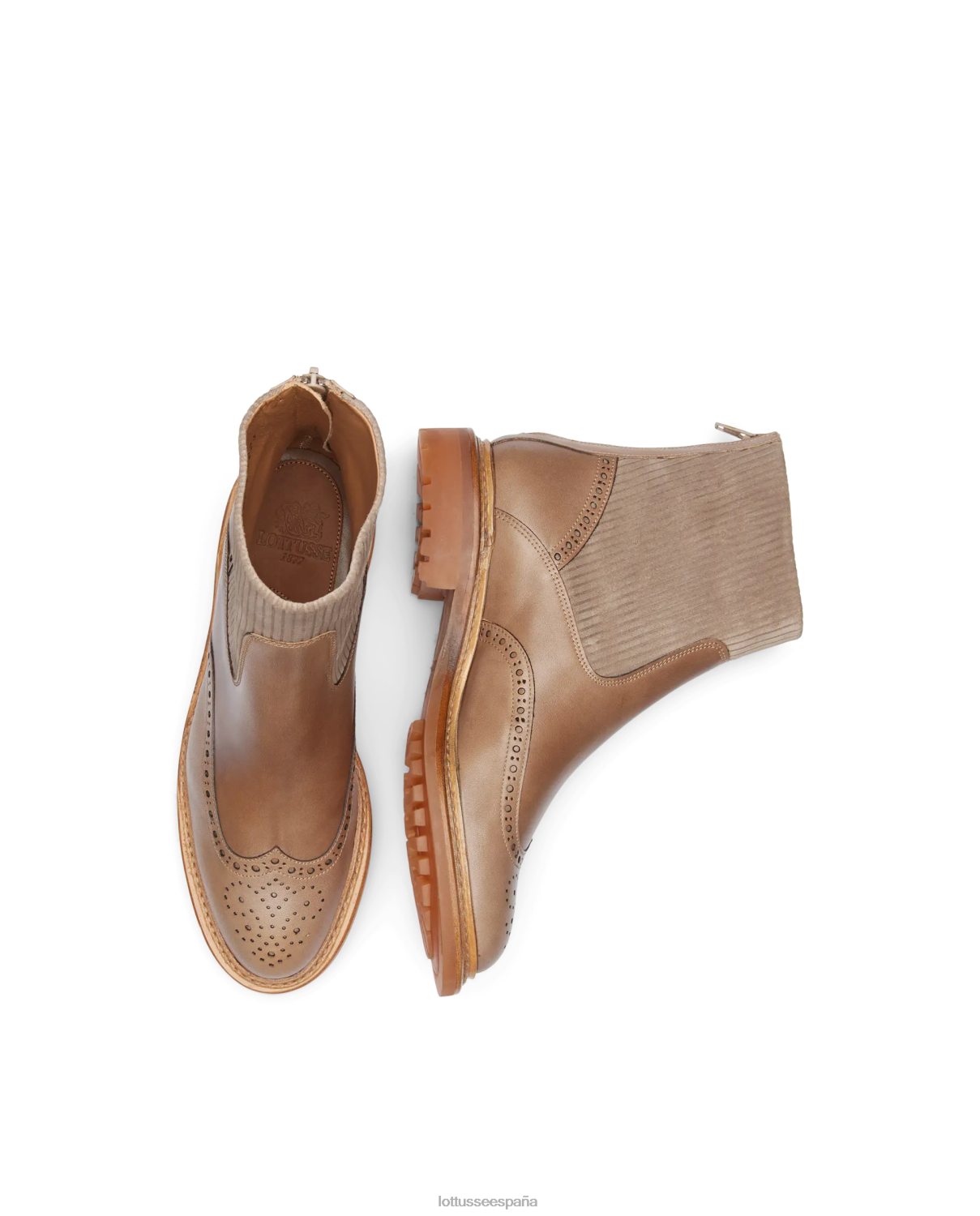 Lottusse botines walton crust con relieve de anilina gris pardo mujer calzado V40NX203