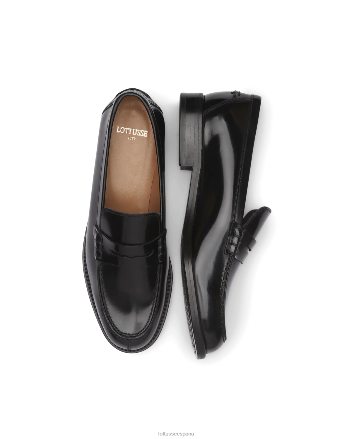 Lottusse mocasines Chris de becerro pulido negro mujer calzado V40NX391