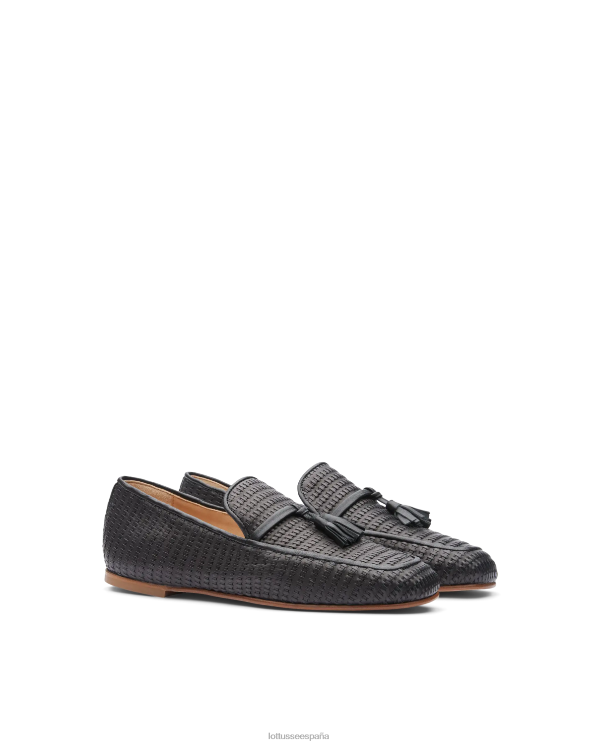 Lottusse mocasines goya de piel de becerro tejida negro mujer calzado V40NX275