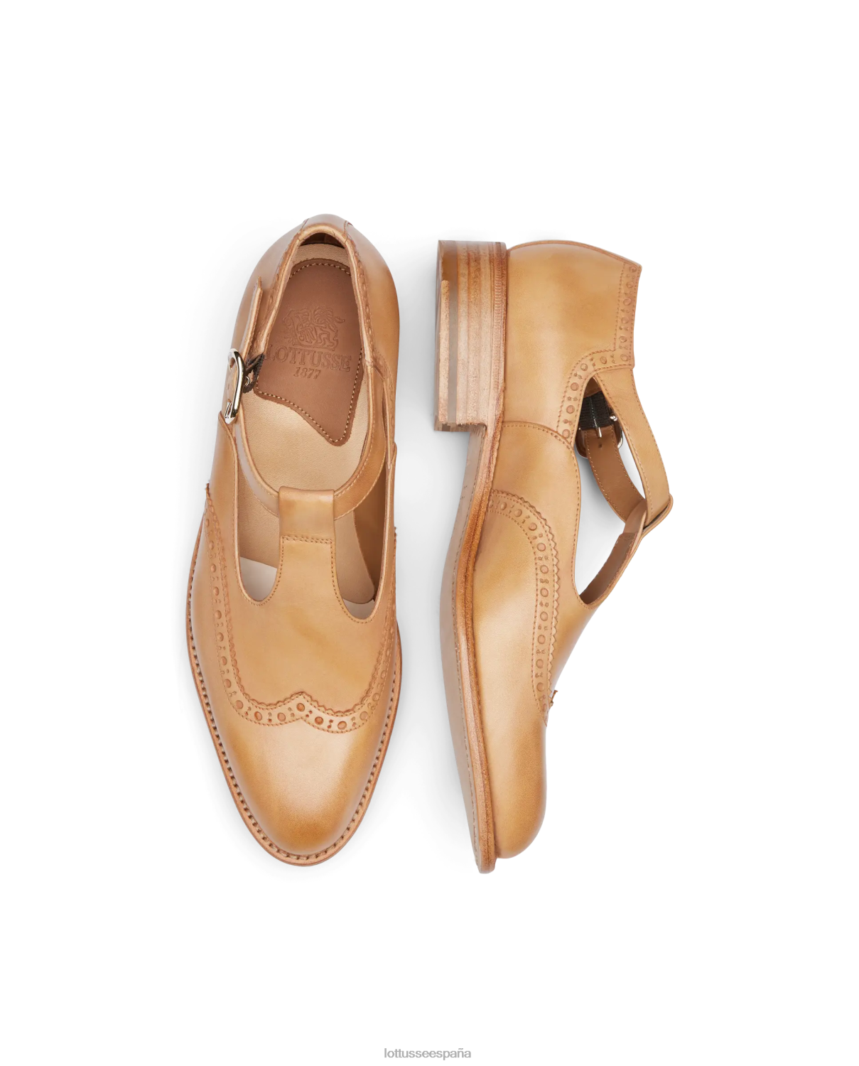 Lottusse cambridge vacuno corteza anilina monjes marrón mujer calzado V40NX210