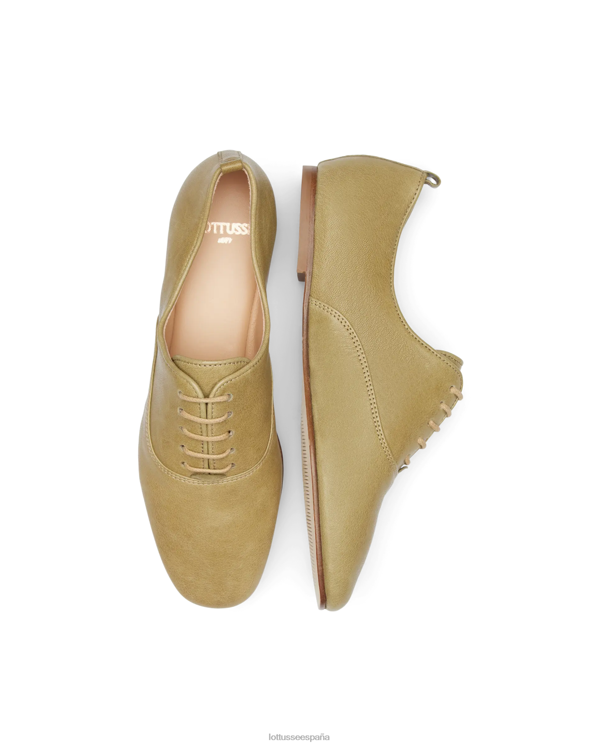 Lottusse Goya Oxford de cordero lavado brillante verde oliva mujer calzado V40NX274