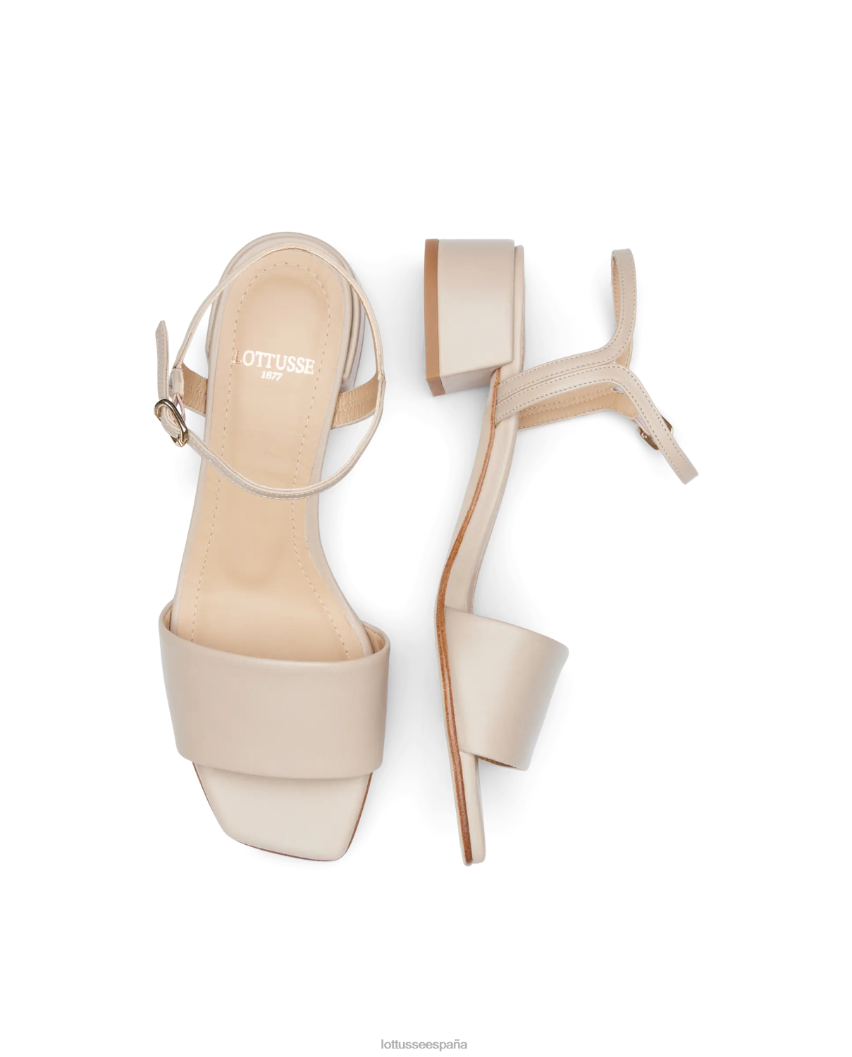 Lottusse sandalias carla lisas de becerro beige mujer calzado V40NX226