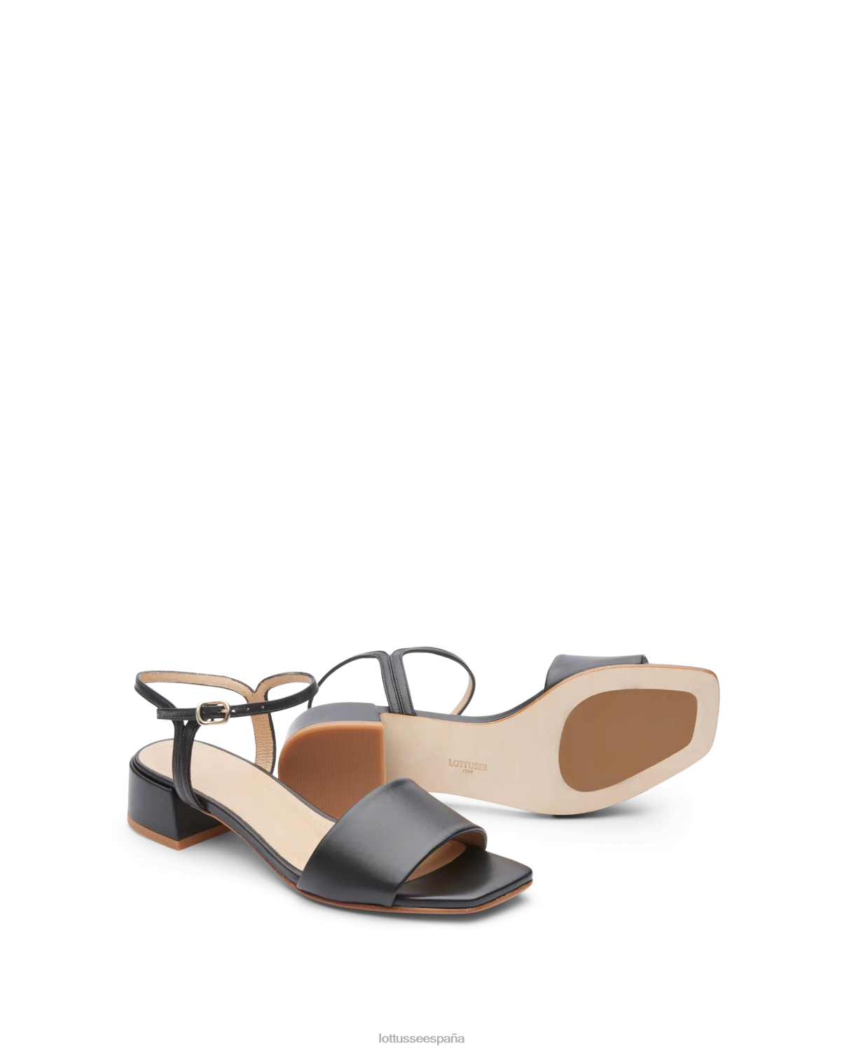 Lottusse sandalias carla lisas de becerro negro mujer calzado V40NX227