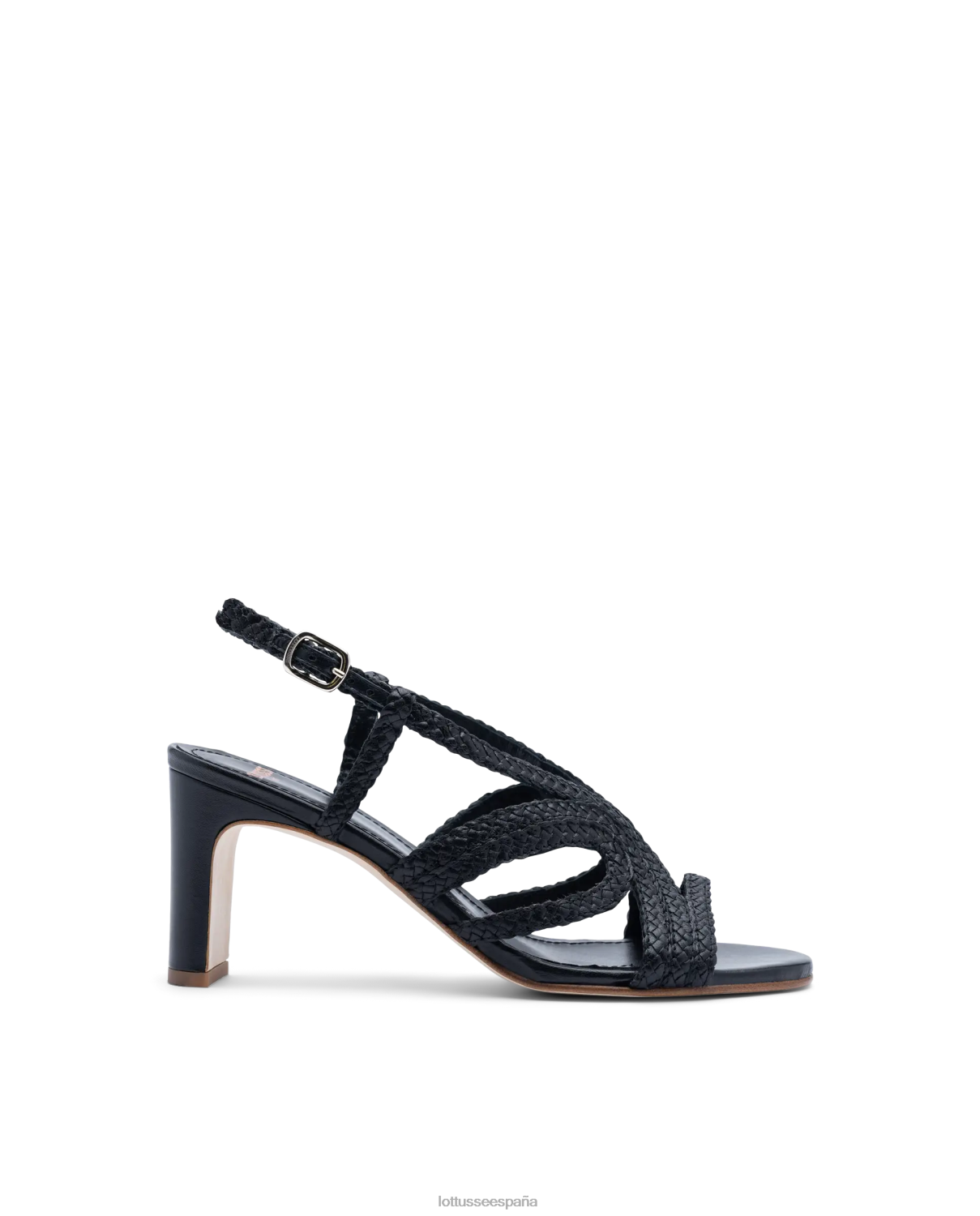 Lottusse sandalias de cuero de malla de cordero de verano negro mujer calzado V40NX319