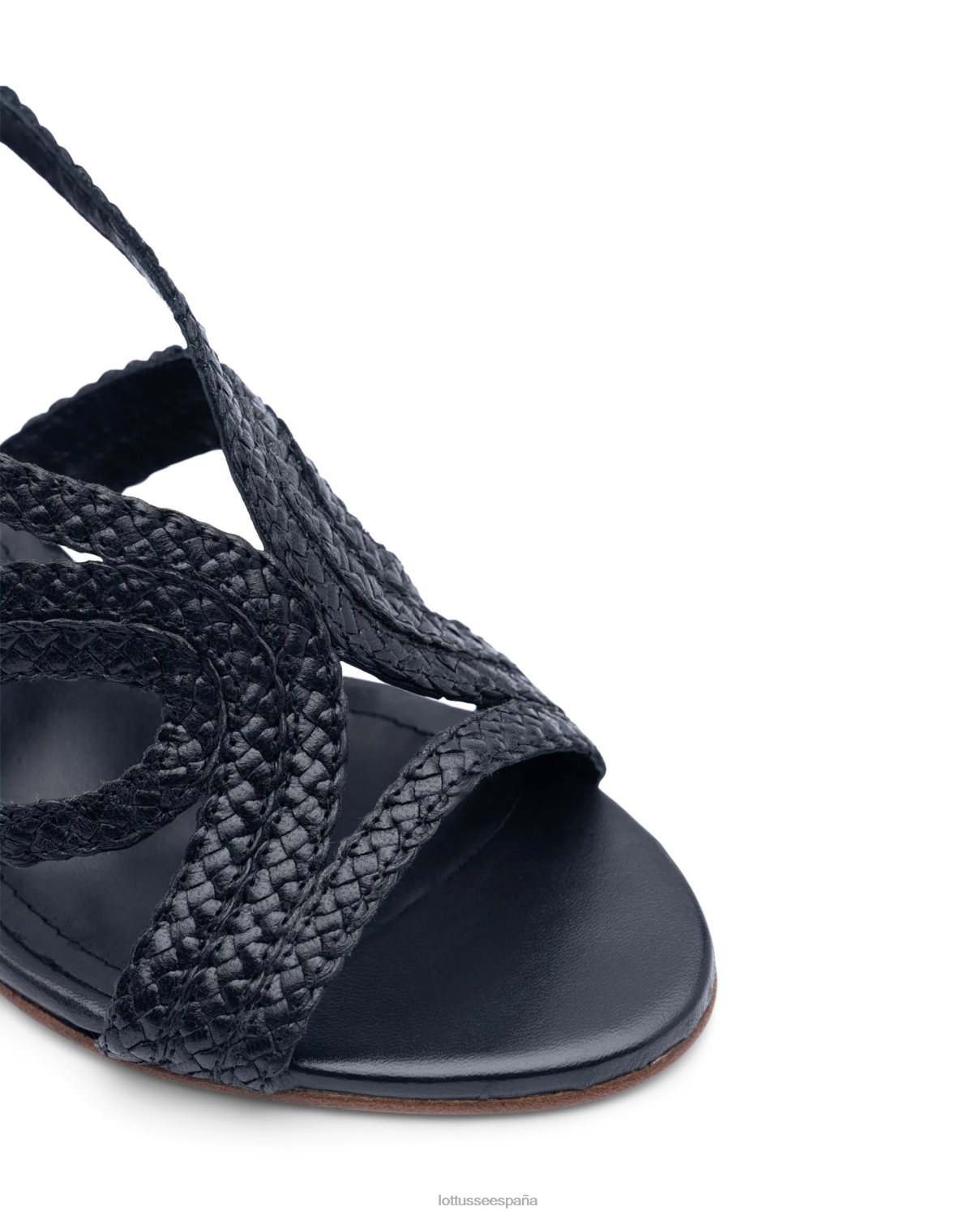 Lottusse sandalias de cuero de malla de cordero de verano negro mujer calzado V40NX319