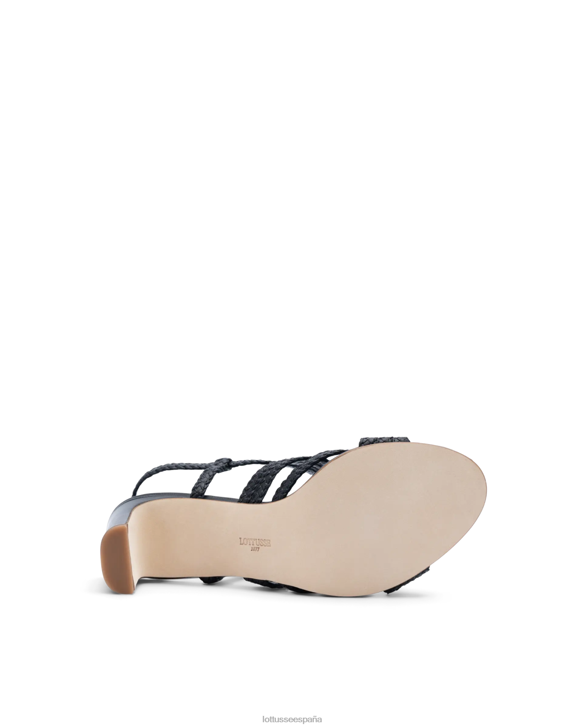 Lottusse sandalias de cuero de malla de cordero de verano negro mujer calzado V40NX319