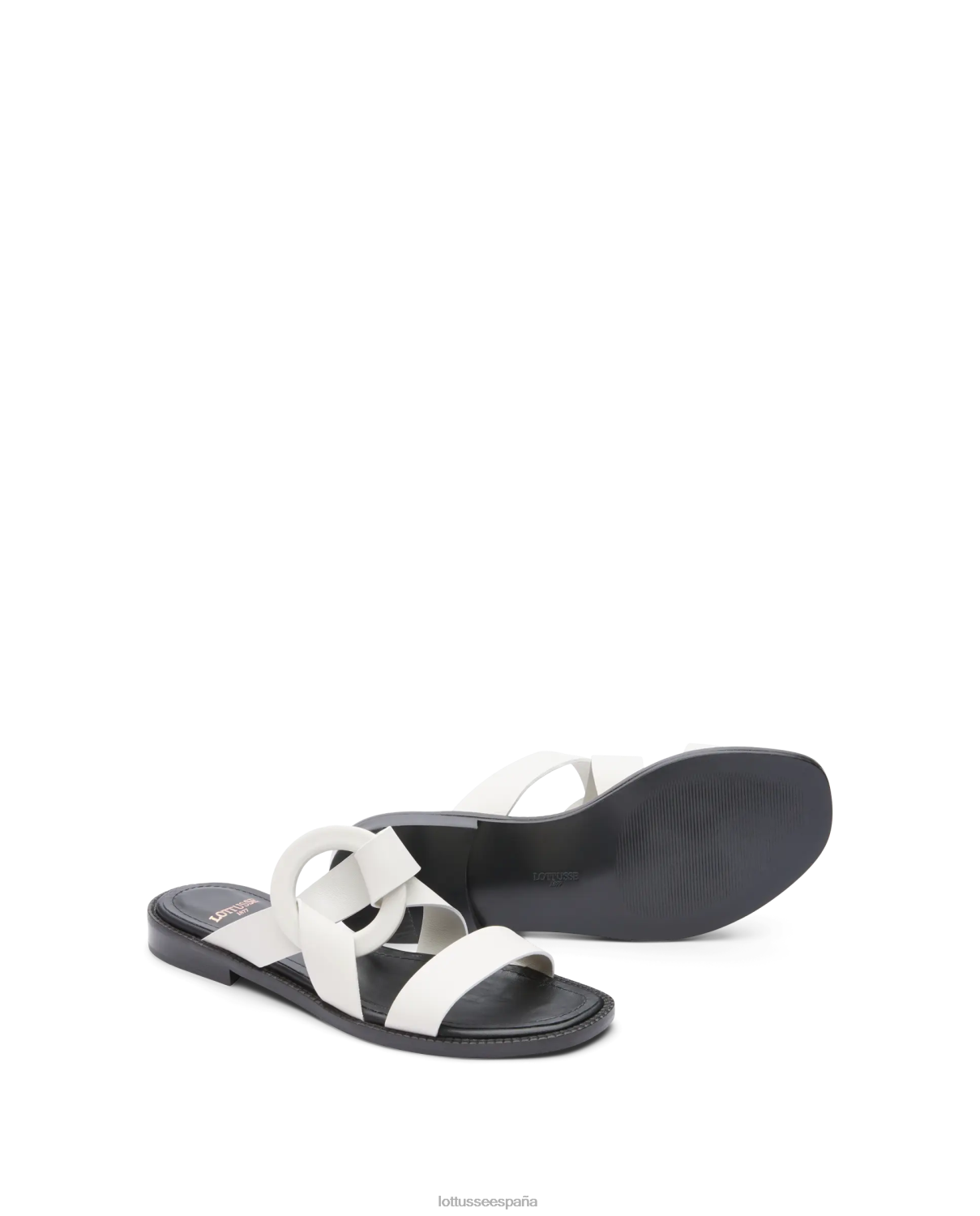 Lottusse sandalias etnicas lisas de becerro blanquecino mujer calzado V40NX247