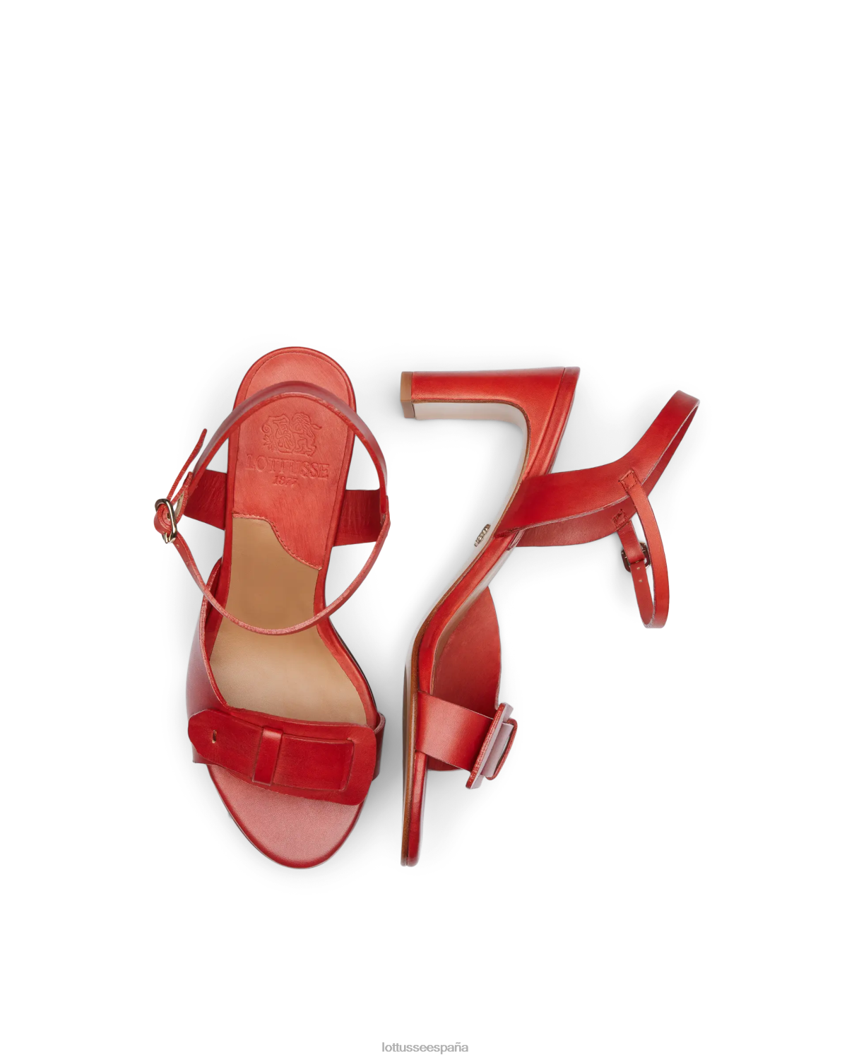 Lottusse sandalias smithson crust anilin de becerro rojo mujer calzado V40NX220