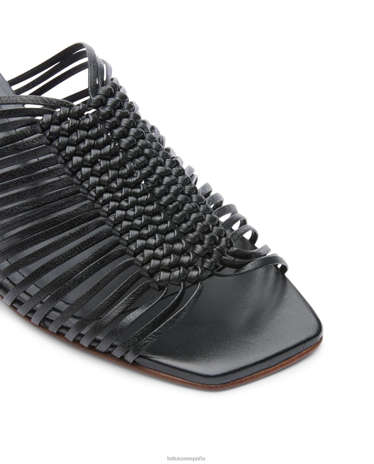 Lottusse editar sandalias de cabra trenzadas negro mujer calzado V40NX296