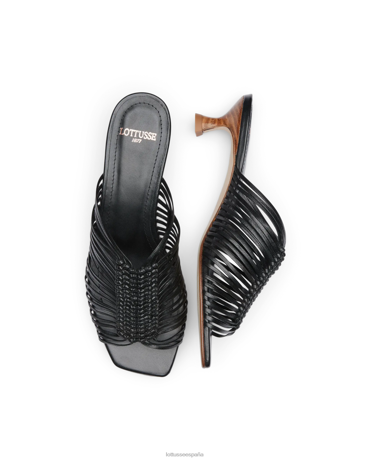 Lottusse editar sandalias de cabra trenzadas negro mujer calzado V40NX296