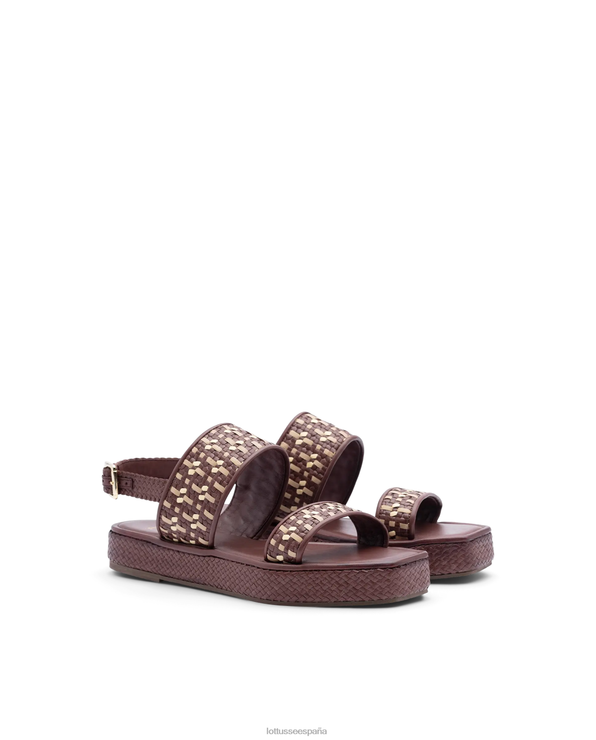 Lottusse sandalias de cabra trenzadas especiales granate mujer calzado V40NX322