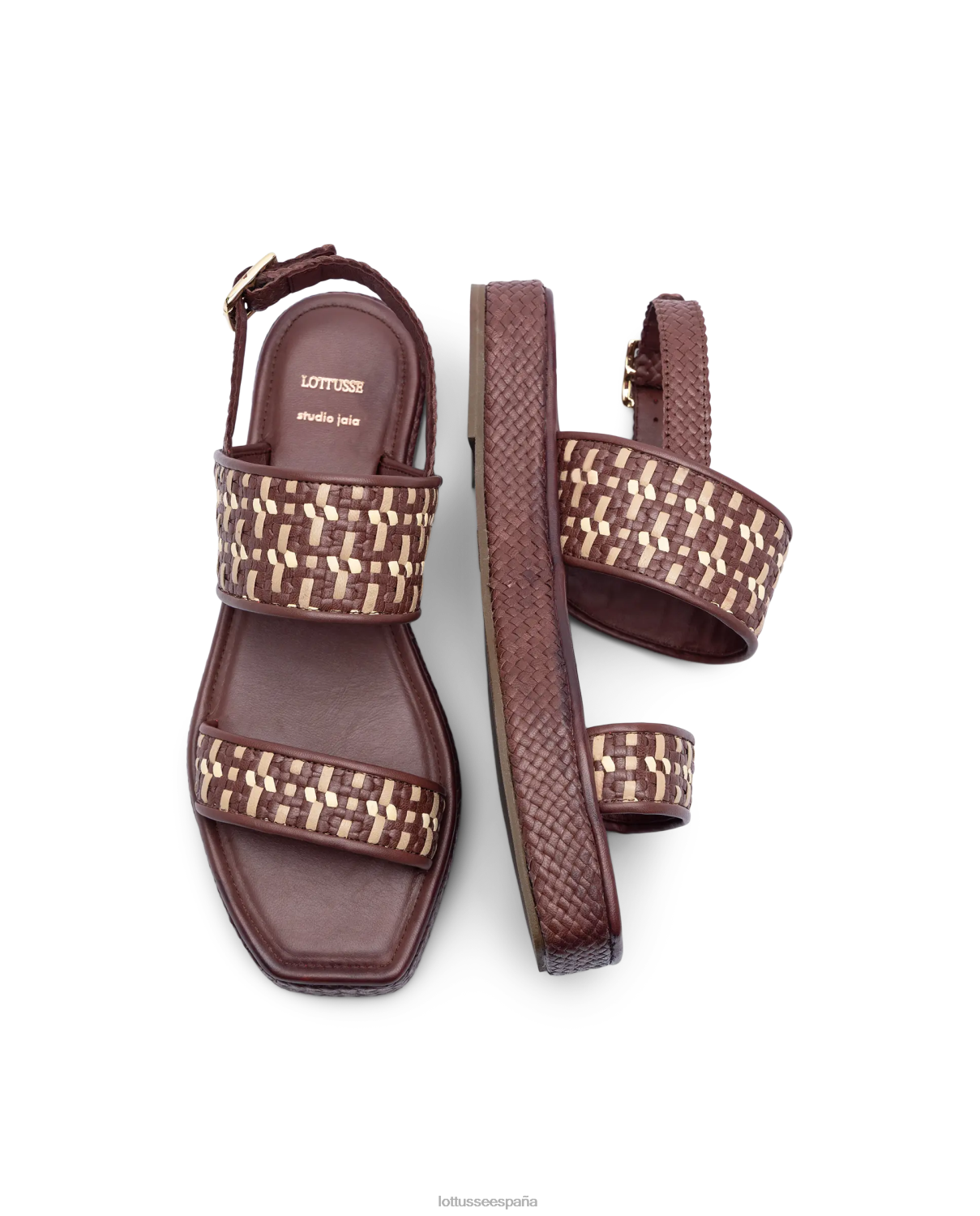 Lottusse sandalias de cabra trenzadas especiales granate mujer calzado V40NX322