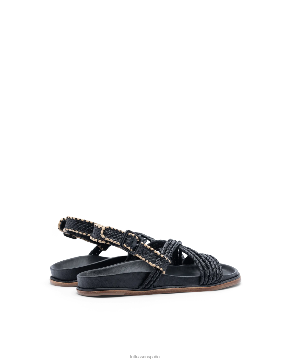 Lottusse sandalias etnicas de cabra trenzadas negro mujer calzado V40NX251