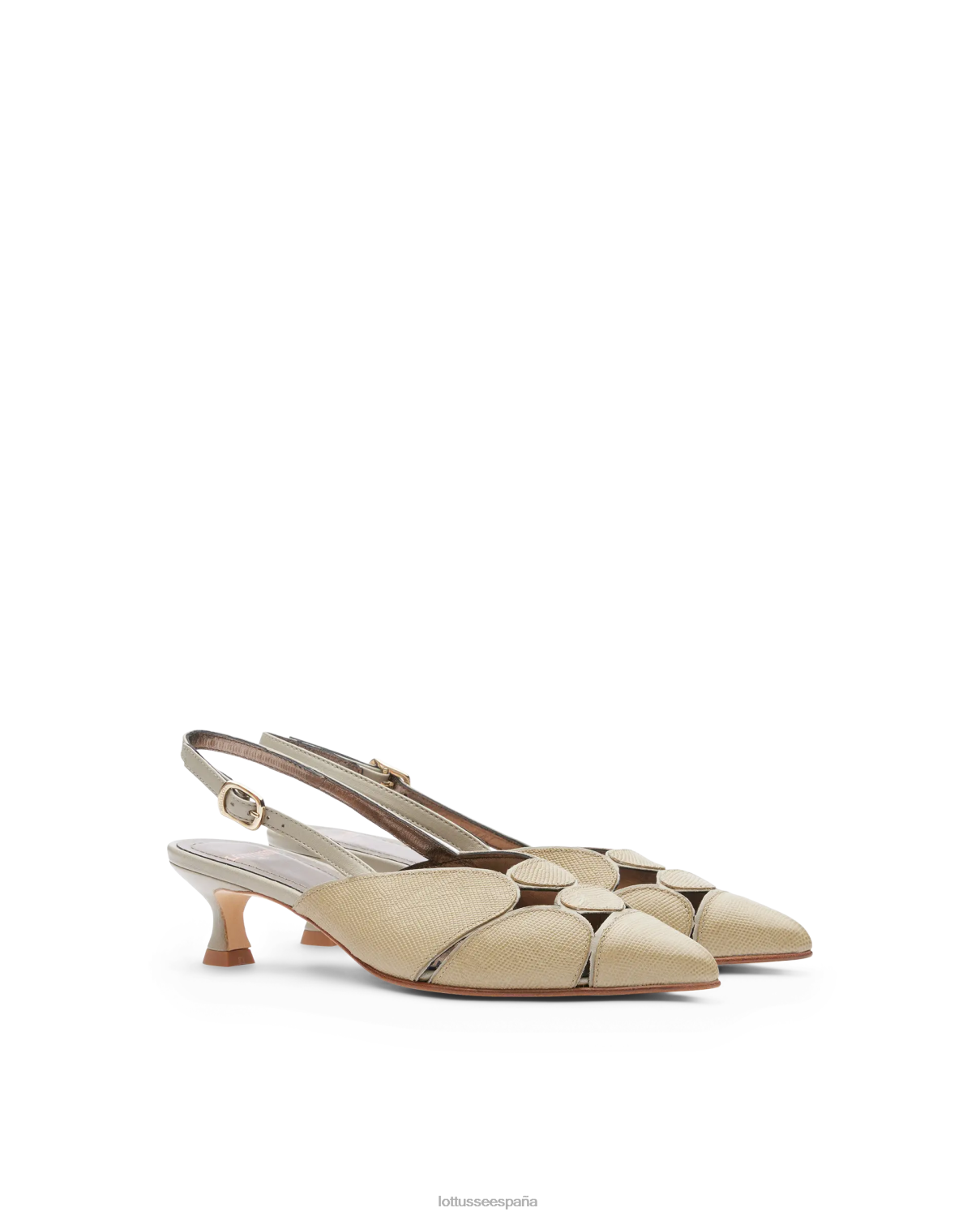 Lottusse zapatos de tacón carla calf tejus con relieve verde oliva mujer calzado V40NX231