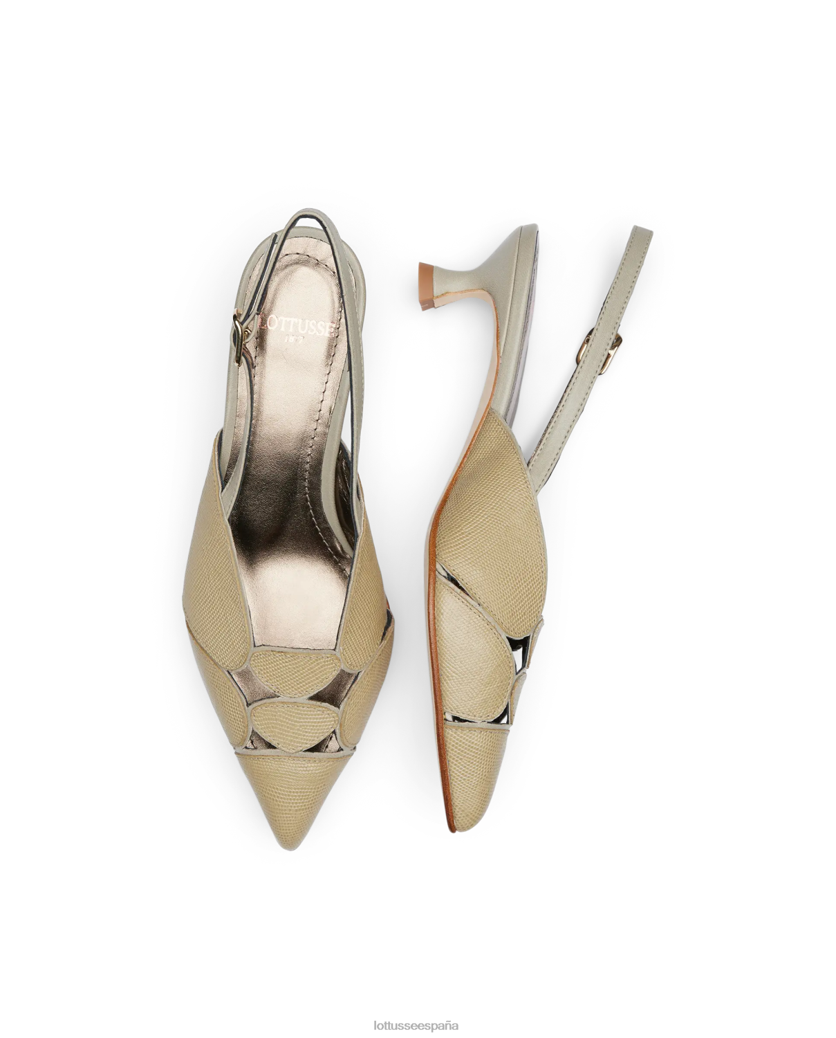 Lottusse zapatos de tacón carla calf tejus con relieve verde oliva mujer calzado V40NX231