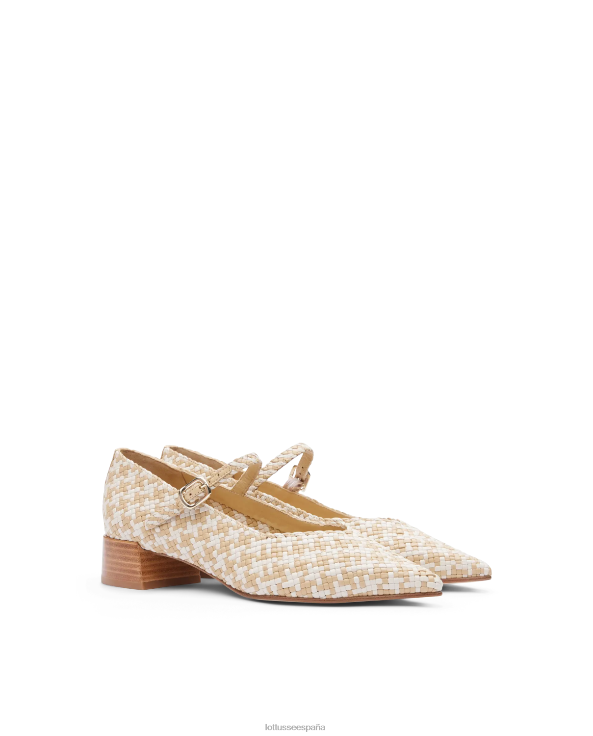 Lottusse zapatos de tacón de piel de cordero tejida de verano blanquecino mujer calzado V40NX318