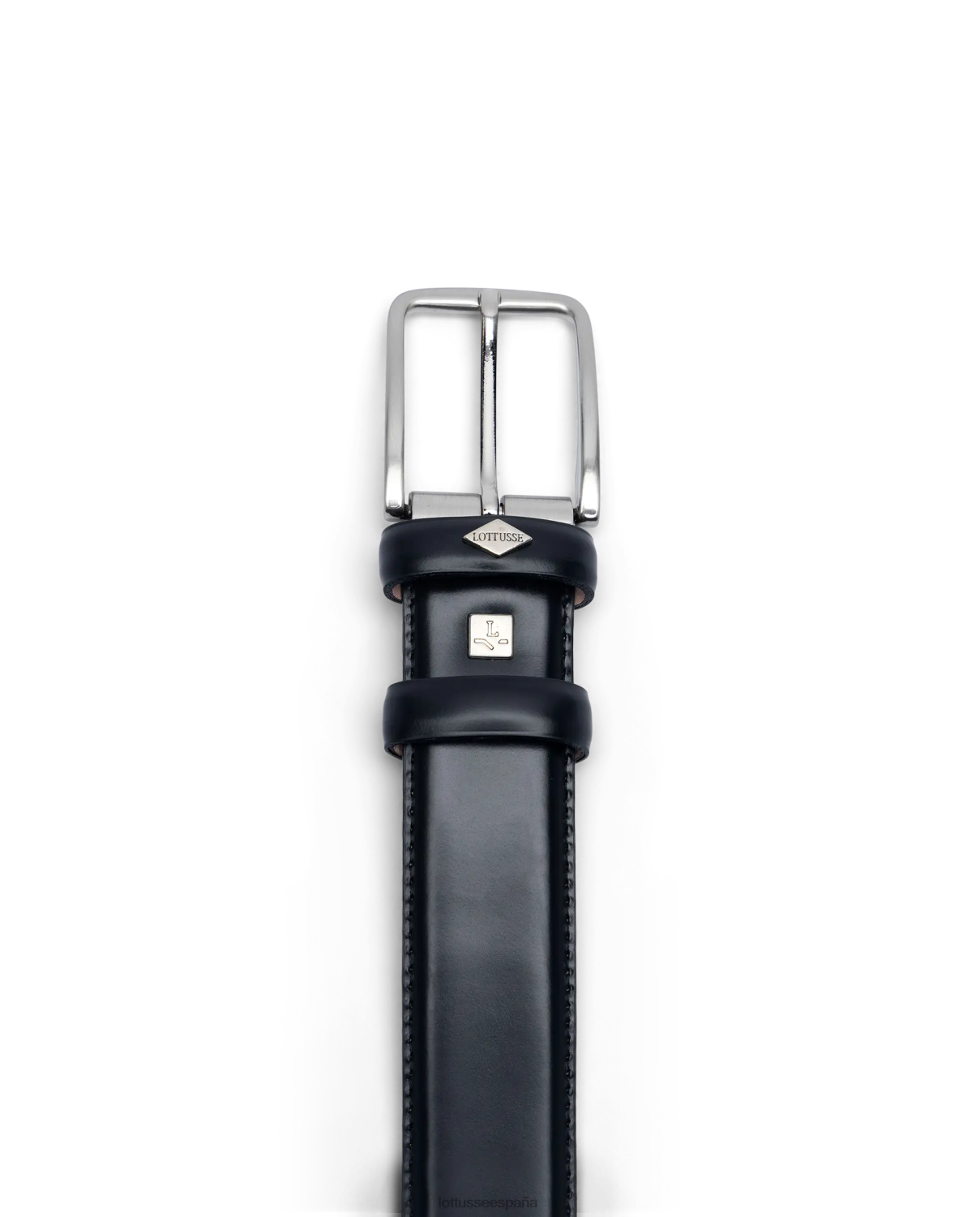 Lottusse cinturón con hebilla de becerro brillante negro recopilación accesorios V40NX432