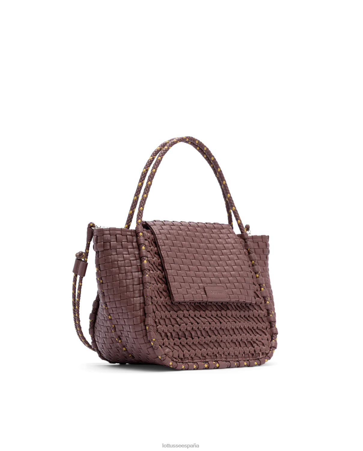 Lottusse bolso noodbag con asa superior de cordero trenzado y lavado marrón recopilación accesorios V40NX423