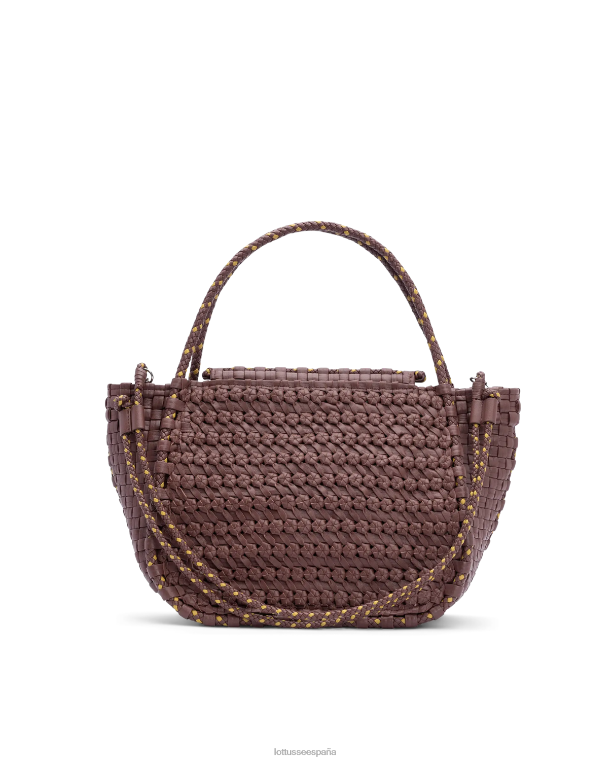 Lottusse bolso noodbag con asa superior de cordero trenzado y lavado marrón recopilación accesorios V40NX423