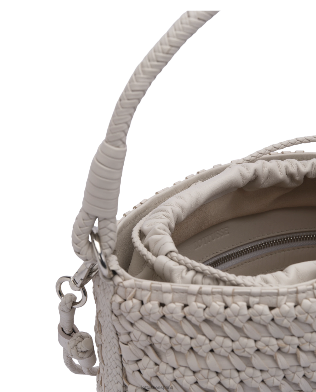 Lottusse noodbag bolso bombonera verde trenzado de cordero lavado blanco recopilación accesorios V40NX426